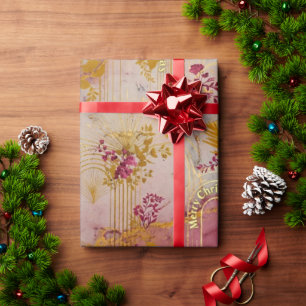 Luxury Pink Marble Gold Art Christmas Wrapping Paper