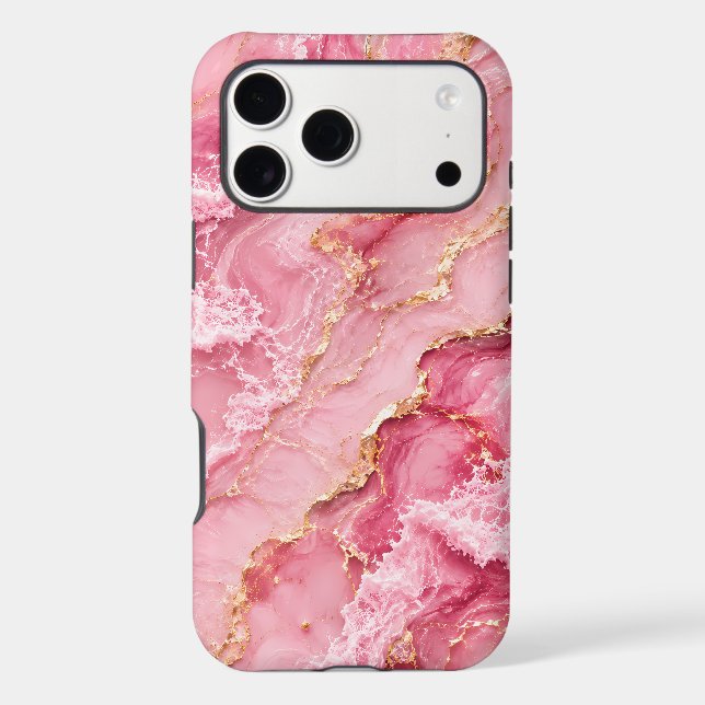 Luxury Pink Ocean Marble with Gold Veins (Back)