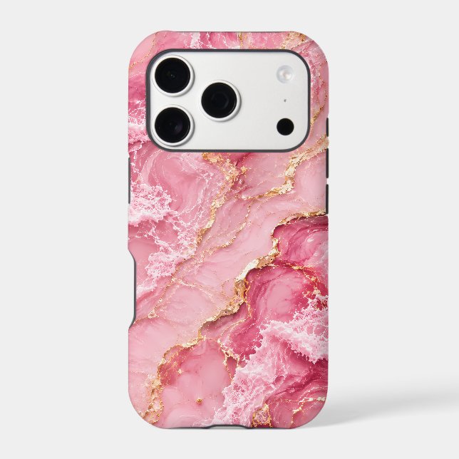 Luxury Pink Ocean Marble with Gold Veins (Back)
