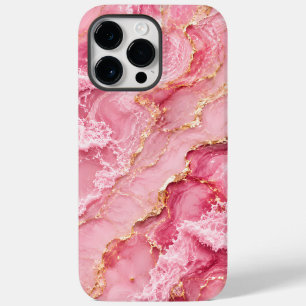 Luxury Pink Ocean Marble with Gold Veins Case-Mate iPhone 14 Pro Max Case