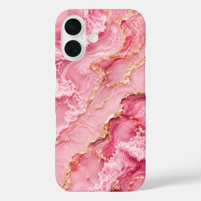 Luxury Pink Ocean Marble with Gold Veins Case-Mate iPhone Case (Back)