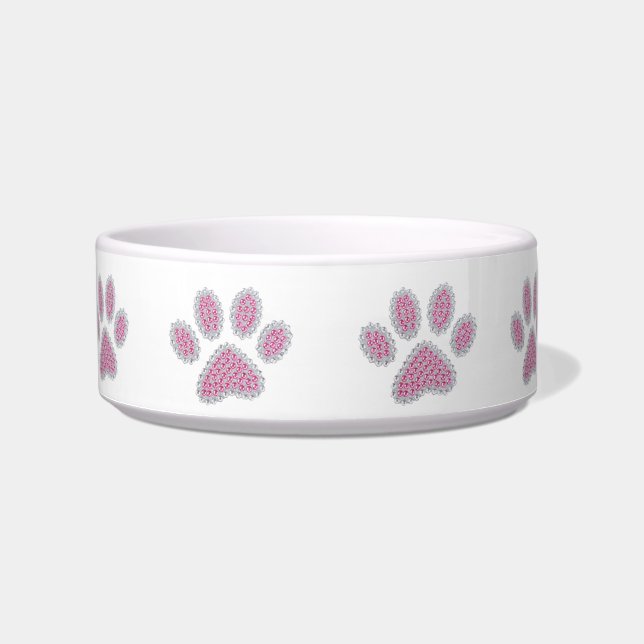 Luxury Pink Paw Print Bowl (Front)