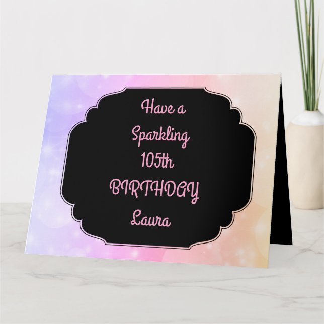 Luxury Pink Personalized 105th Birthday Card (Front)