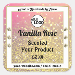 Luxury Pink Purple Gold Glitter Product Label Logo