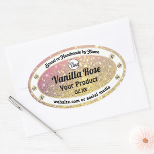 Luxury Pink Purple Gold Glitter Product Label Logo