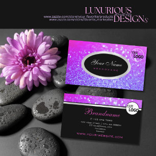 Luxury Pink Purple Gradient Glitter Sparkle Logo Business Card