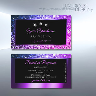 Luxury Pink Purple Ombre Sparkle Glitter Diamonds Business Card