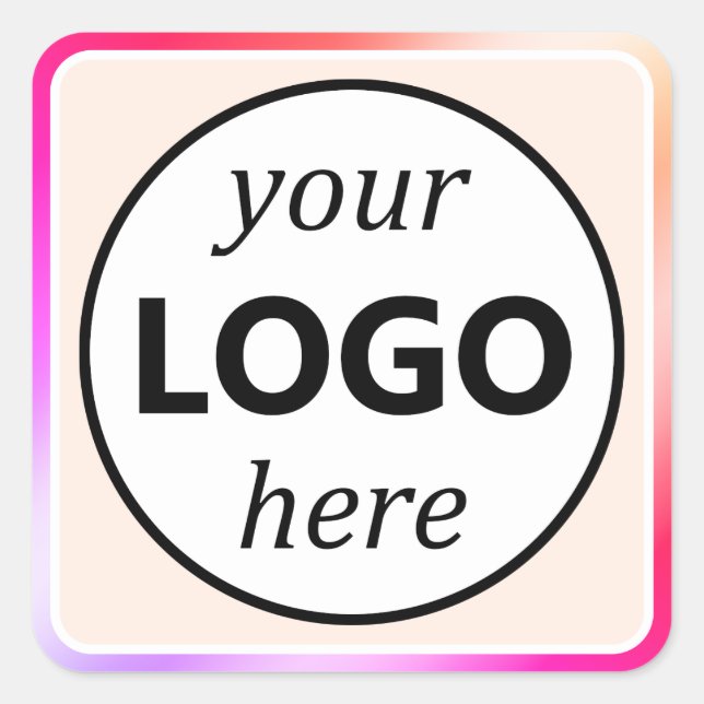 Luxury Pink Rainbow Colour Gradient Your Logo Here Square Sticker (Front)