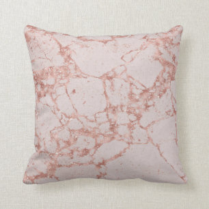Luxury Pink Rose Blush Glitter Marble Cotton Cushion