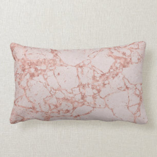Luxury Pink Rose Blush Glitter Marble Cotton Lumbar Cushion