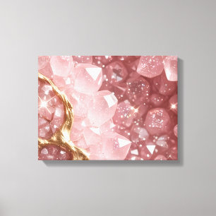 Luxury Pink Rose Quartz Geode Canvas Wall Art for