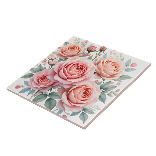 Luxury Pink Roses Beautiful Popular Collection Tile (Side)