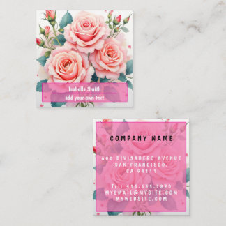 Luxury Pink Roses Beautiful Trendy Collection Square Business Card