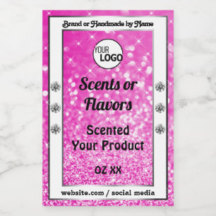 Luxury Pink Sparkling Glitter Product Labels Logo