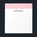 Luxury Pink Tufted Diamond Border Notepad<br><div class="desc">A notepad with a beautiful border. Soft pink pattern in puffy diamond shapes with a gold bead in the centre. Luxury elegance vibe.</div>