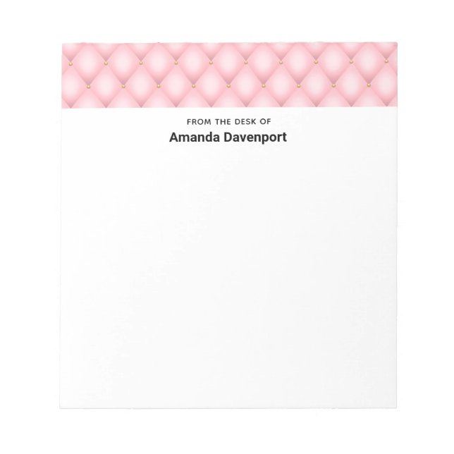 Luxury Pink Tufted Diamond Border Notepad (Front)