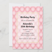 Luxury Pink Tufted Diamond Pattern Birthday