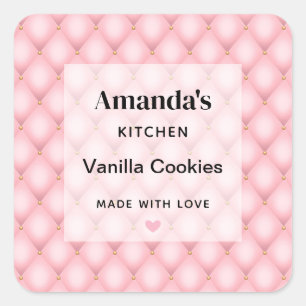 Luxury Pink Tufted Diamond Pattern Kitchen Square Sticker