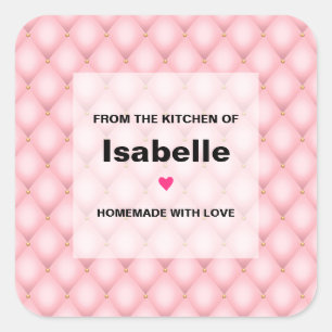 Luxury Pink Tufted Diamond Pattern Kitchen Square Sticker