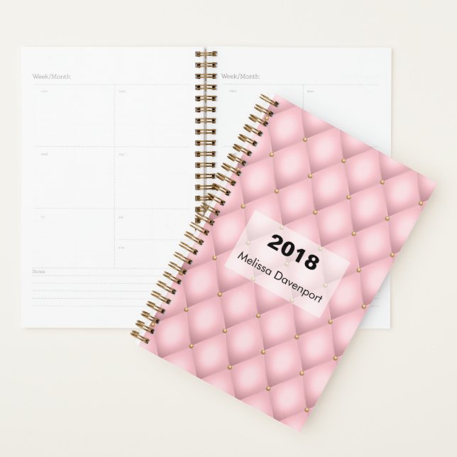  Luxury Pink Tufted Diamond Pattern Planner (Display)