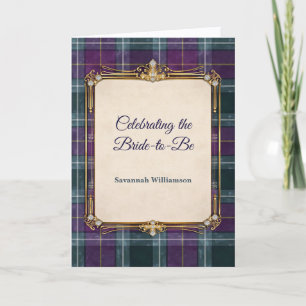 Luxury Plaid Gold Frame Bridal Shower Card