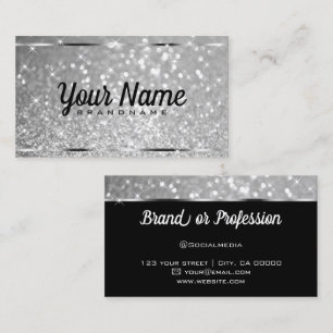 Luxury Platinum Glitter Luminous Stars Elegant Business Card