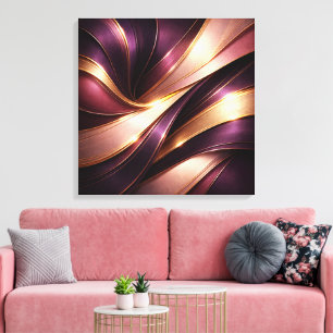 Luxury Plum & Gold Flow Abstract Canvas Art
