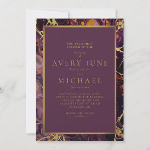 Luxury Plum Purple Marble Invitation