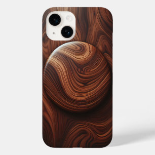 Luxury Polished Walnut Wood Grain Abstract Circula Case-Mate iPhone 14 Case