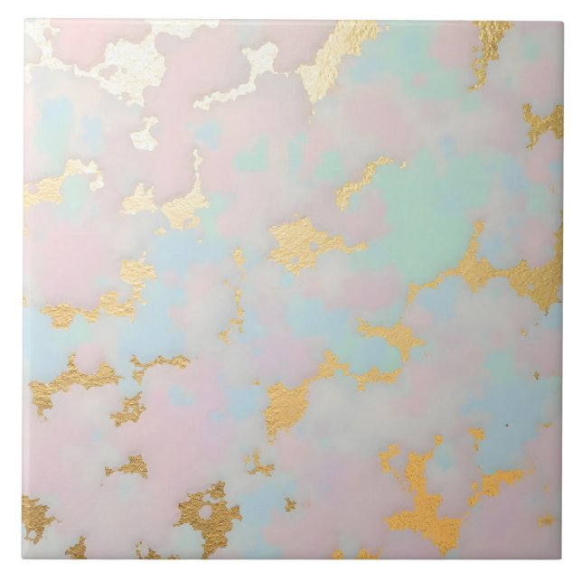 Luxury Popular Blush Pink Mint Gold Collection Tile (Front)