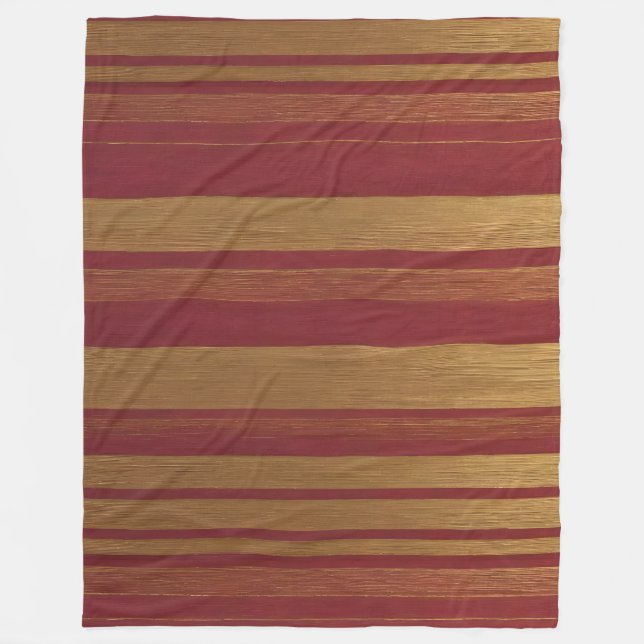 Luxury Popular Burgundy Gold Linen Collection Fleece Blanket (Front)