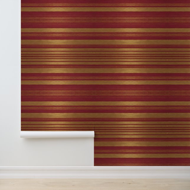 Luxury Popular Burgundy Gold Linen Collection Wallpaper (Application)