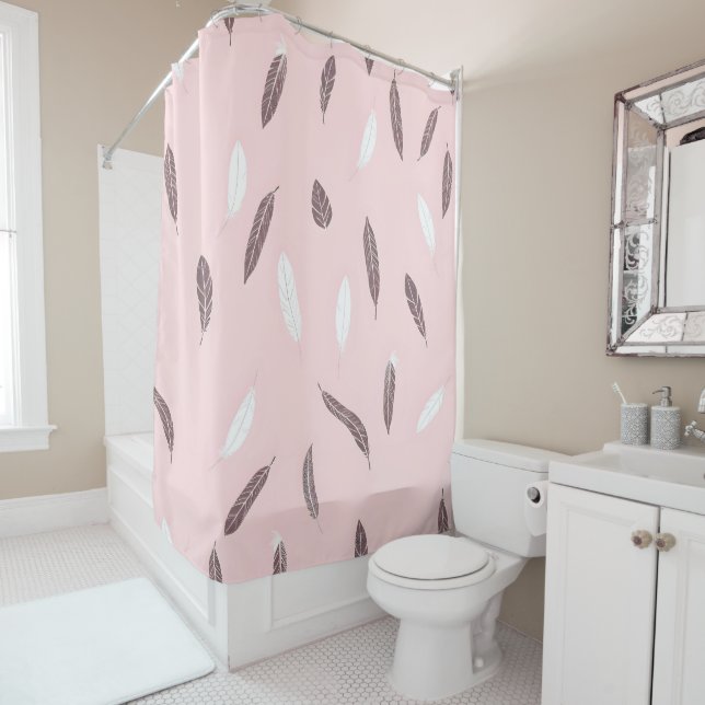 Luxury Popular Feathers Boho Collection Shower Curtain (In Situ)