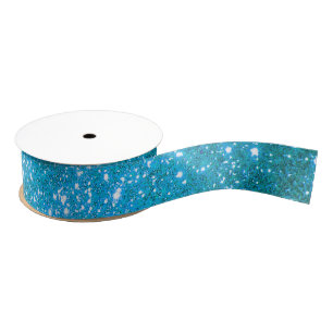 Luxury Popular Gift Blue Gold Glitter Grosgrain Ribbon