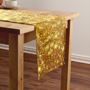 Luxury Popular Gift Floral Gold Glitter Medium Table Runner