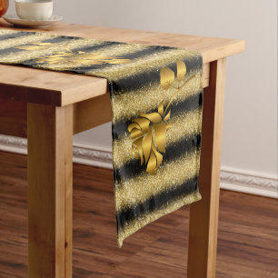 Luxury Popular Gift Floral Gold Glitter Medium Table Runner