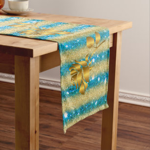 Luxury Popular Gift Floral Gold Glitter Medium Table Runner