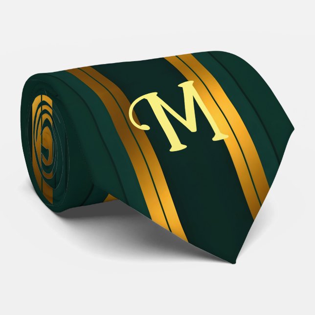 Luxury Popular Green Gold Linen Texture Collection Tie (Rolled)