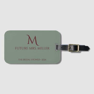 Luxury Porcelain White Monogram Bride Luggage Tag