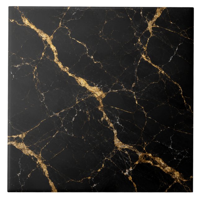 Luxury Portoro Black Gold Marble Ceramic Tile (Front)