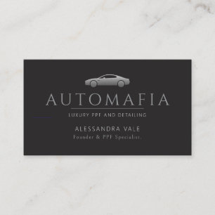 Luxury PPF & Car Detailing Black & Silver Business Card