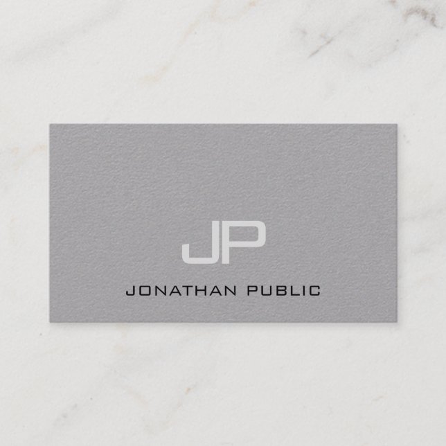 Luxury Premium Grey Elegant Modern Monogram Simple Business Card (Front)