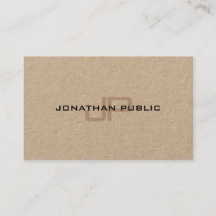 Luxury Premium Kraft Paper Elegant Modern Monogram Business Card