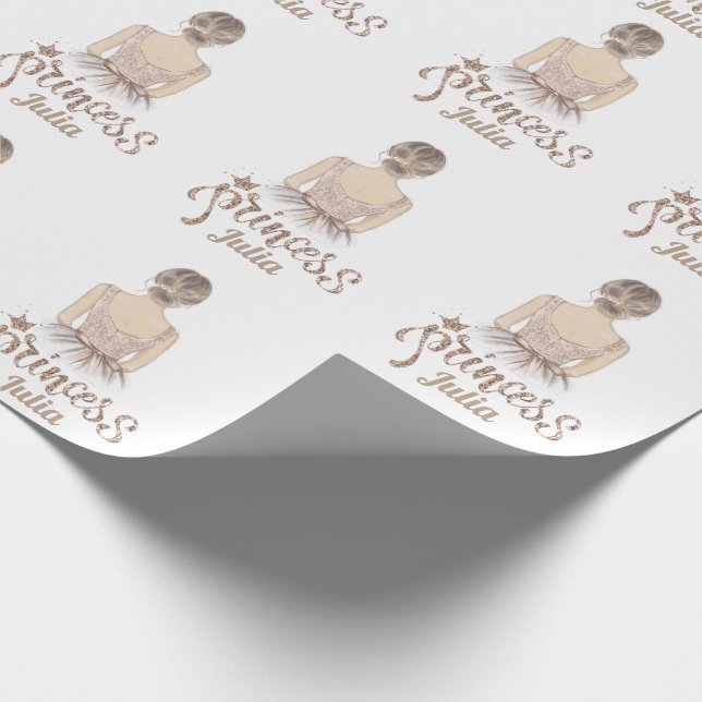 Luxury Princess Birthday Party Beige glitter Wrapping Paper (Corner)