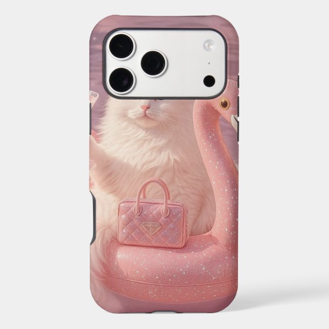 Luxury Princess Cat on Pink Flamingo Pool Float    (Back)