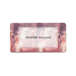 Luxury Princess Cat on Pink Flamingo Pool Float Label