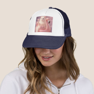 Luxury Princess Cat on Pink Flamingo Pool Float    Trucker Hat