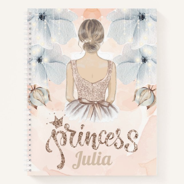 Luxury Princess Personalised glitter Notebook (Front)