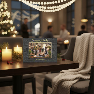 Luxury Printed Faux Black Alligator Texture Photo Holiday Card