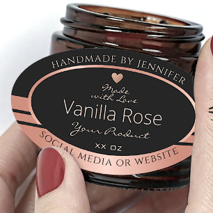 Luxury Product Packaging Label Black and Rose Gold